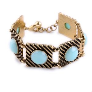 Panel Bracelet - Gold Tone w/Light Blue (026)